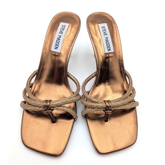 Steve Madden Jazzee Embellished Slide Sandal Women's Bronze Size US6 EU37 - Picture 3 of 11